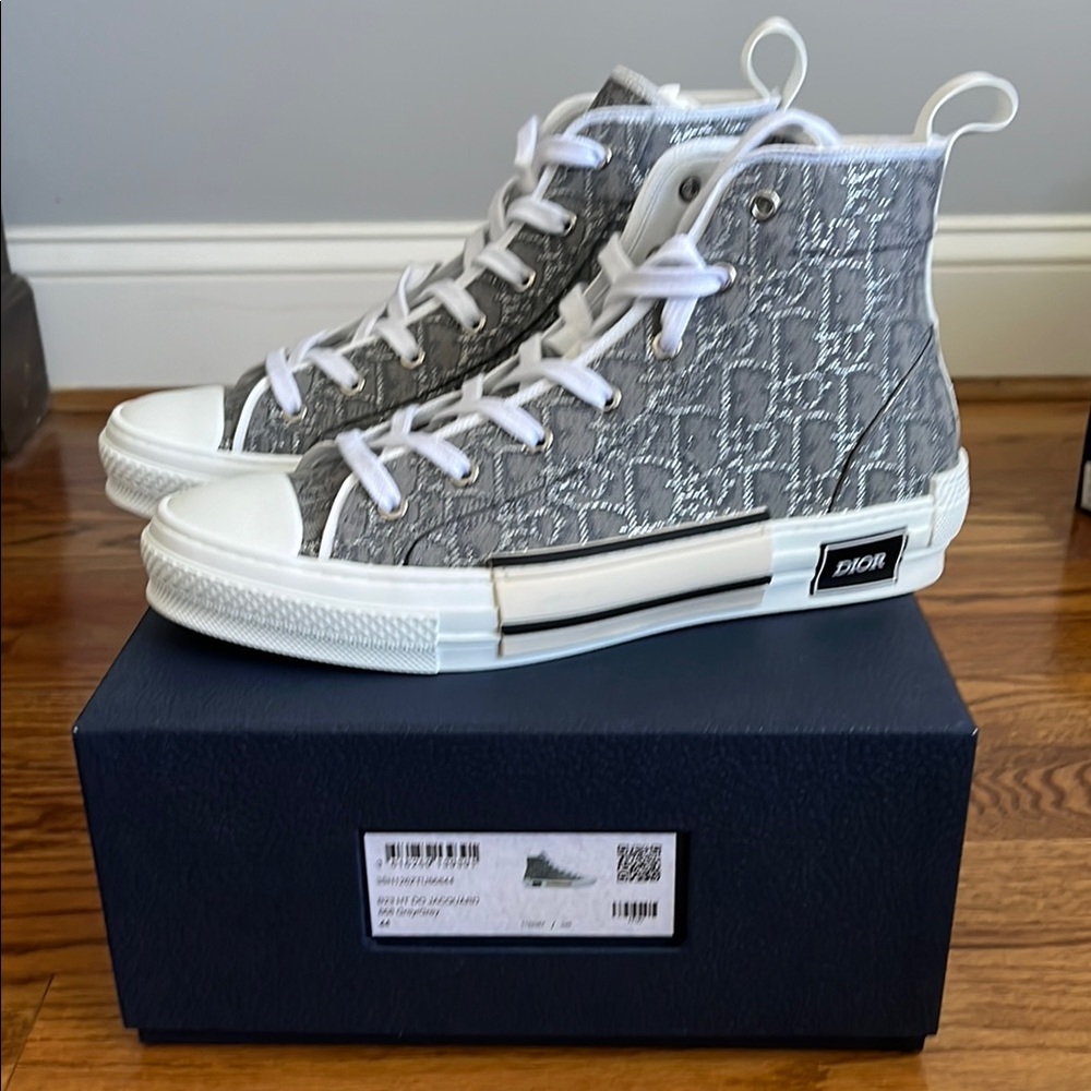 Dior B23 Jacquard Gray and White Patterned Sneakers
